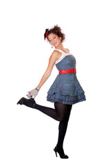 Fashion girl posing on white background