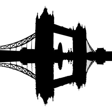 black tower bridge silhouette reflection clip art preview