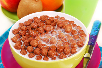 milk with chocolate balls crisp