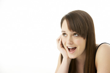 Fototapeta premium Studio Portrait Of Teenage Girl On White Background