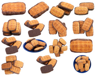 Collection Chocolate Chip Cookies. Isolated over white .