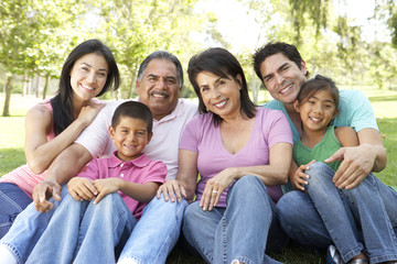 Fototapeta premium Portrait Of Extended Family Group In Park