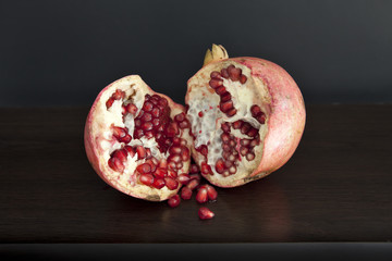 Pomegranate on Wood Table