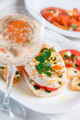 Cheese with white mildew marinated with garlic