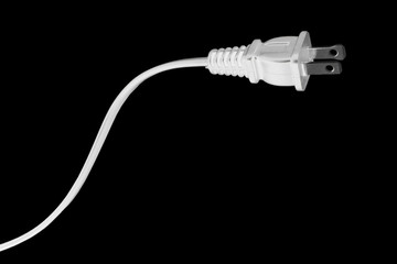 White American type power cable plug on black background