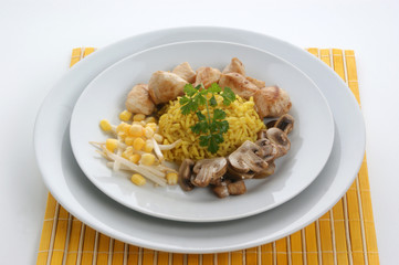 organic pilau rice with grilled chicken and mushroom
