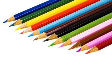 Set of color pencils isolated on a white background
