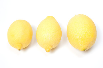 Three lemons, isolated on white