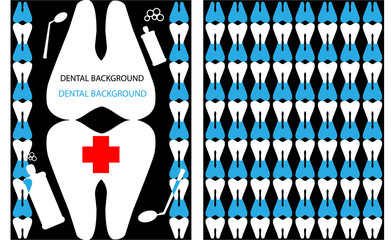 2 Medical Dental Background with Dentist Symbols silhouette.Grea