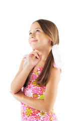 Little girl posing on white background