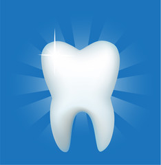 Tooth on a dark blue background