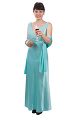 Woman with a glass of wine.