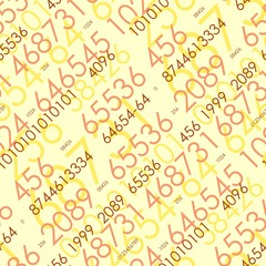 Numbers - seamless vector wallpaper on yellow
