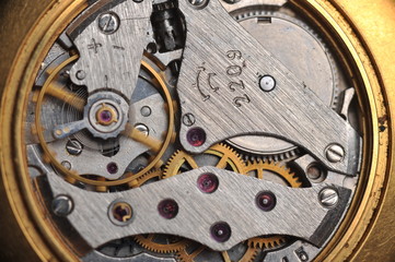 old watch gears close up