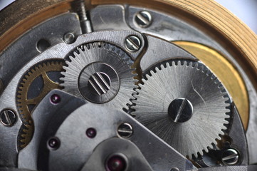 old watch gears close up