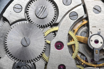 Fototapeta na wymiar old watch gears close up