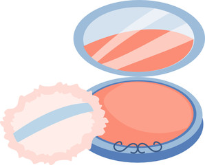 cosmetic powder compact with puff