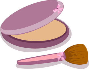 cosmetic powder compact wiht brush