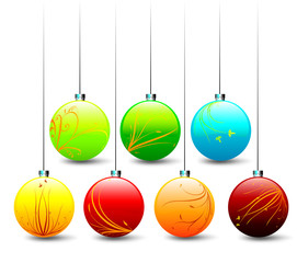 colorful floral Christmas balls / vector illustration