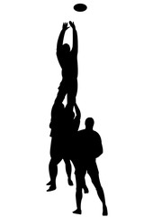 Silhouette de rugbymen lors d'une touche rugby