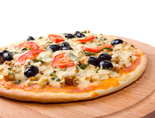 home pizza with tomato and eggplant