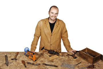 confident craftsman at work
