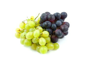 cluster of grapes over white background