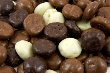 chocolate gingernuts, pepernoten, in closeup