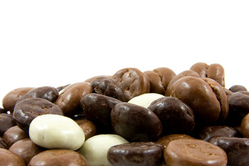 chocolate gingernuts, pepernoten over white background