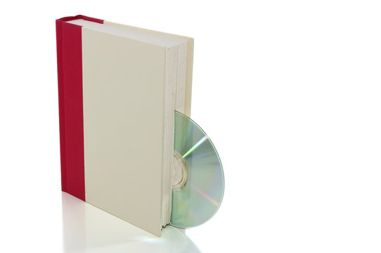 Book with CD/DVD isolated on white with clipping path