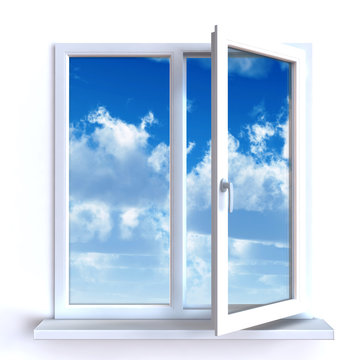 Open window and the cloudy sky