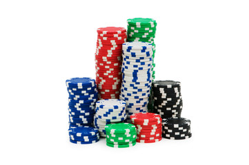 Casino chips isolated on the white