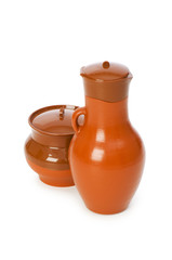 Clay jars isolated on the white background