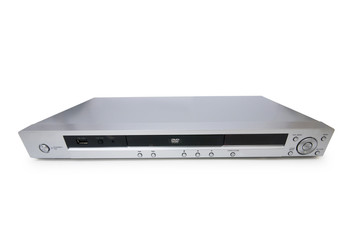 Silver DVD player isolated on the white