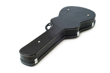 Black guitar case isolated on the white