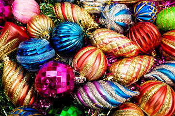 Colourful christmas decoration on a shiny background