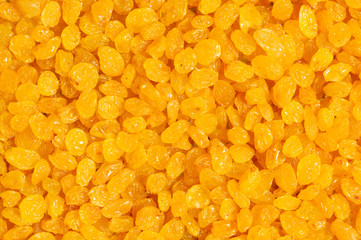 Background made of yellow dried raisins