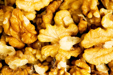 Background made of fresh walnut nuts