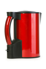 Red electrical kettle isolated on white