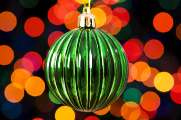 Fototapeta premium Christmas decoration and blurred lights at background