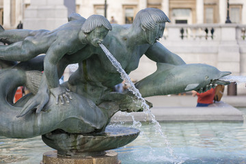 Fountain in Trafalgar Square in London