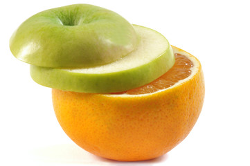 Apple and orange. Clipping path