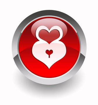 Heart-lock glossy icon