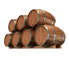 Wine barrels isolated on white