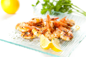 tasty grilled prawn salad