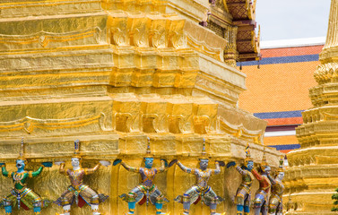 The temple in the Grand palace area  in Bangkok, Thailand