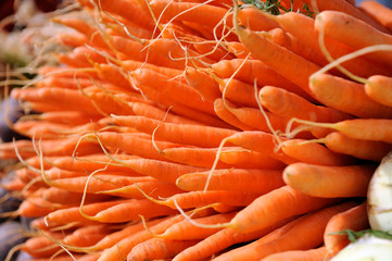 many carrots - vegetable market