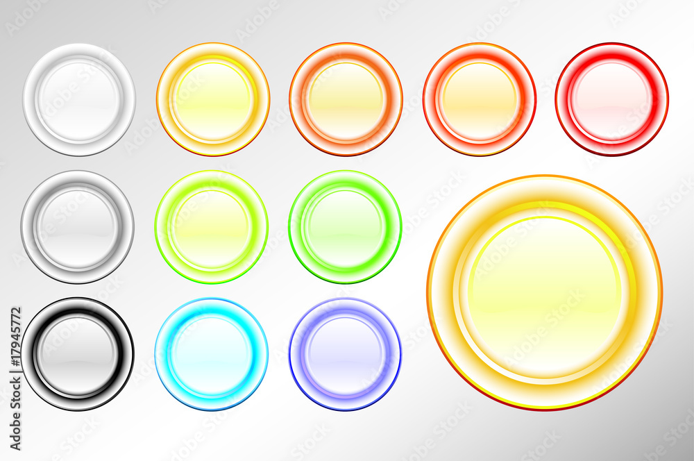 Wall mural set of shiny empty vector buttons