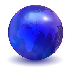 Glossy Blue Earth Globe