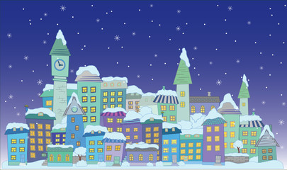Fototapeta premium christmas construction town little city vector series